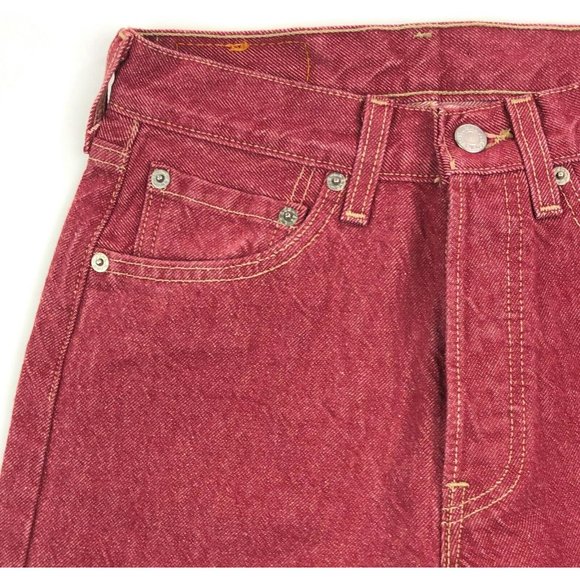 Levis 501 For Women 25x32 Red Jeans Vintage Button Fly Straight Leg Made In USA - Picture 5 of 10